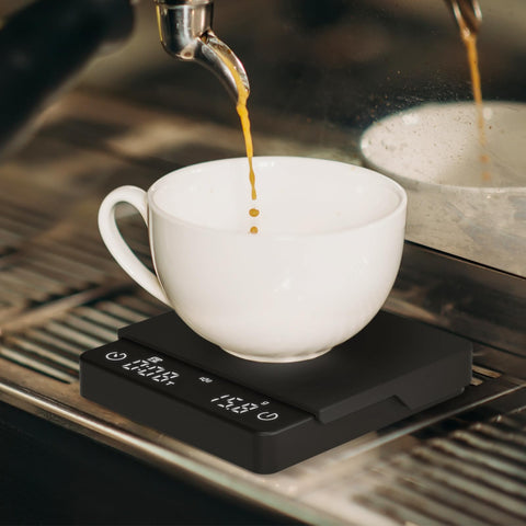 BITAMOM mini coffee scale 0.1g precision for accurate pour-over control.