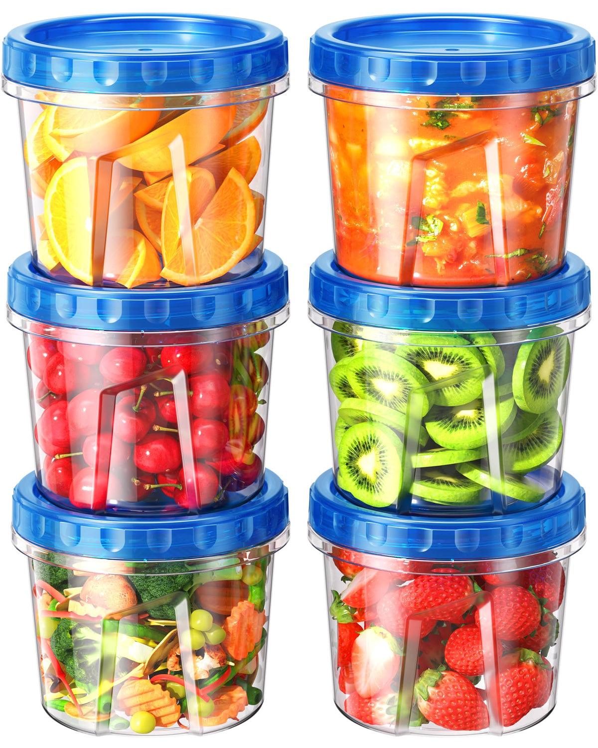 BiuLeon 6-pack 24 oz freezer containers pack shot for organized meal prep