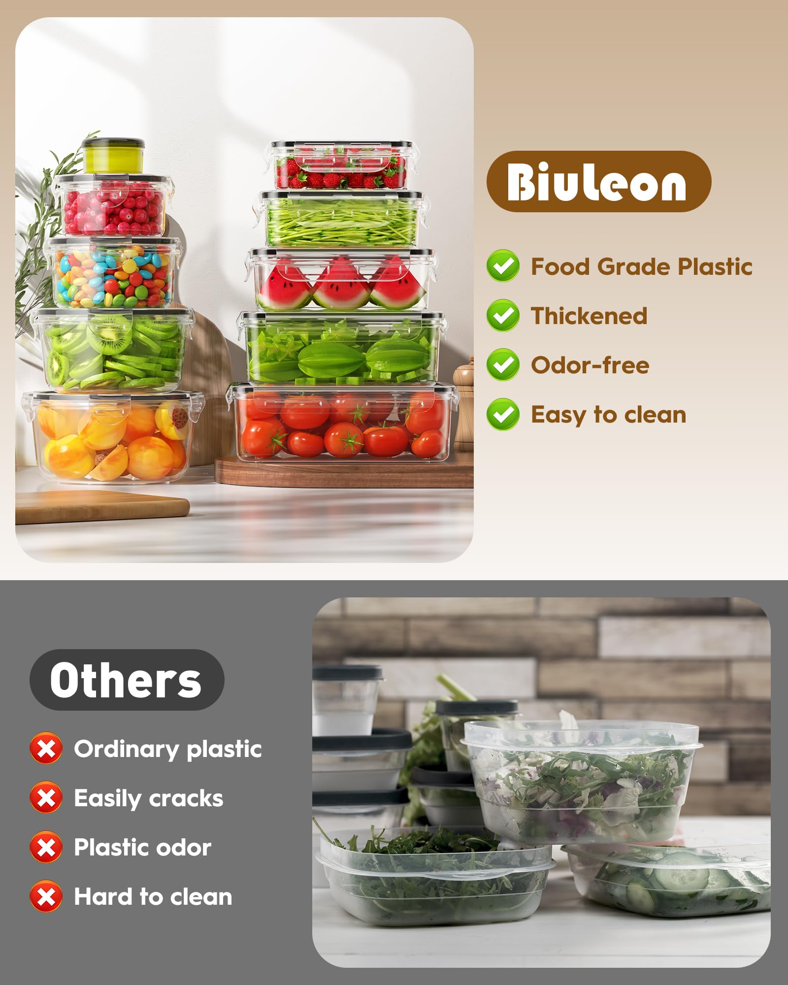 Biuleon BPA-free and PVC-free material keeps food safe and odorless.