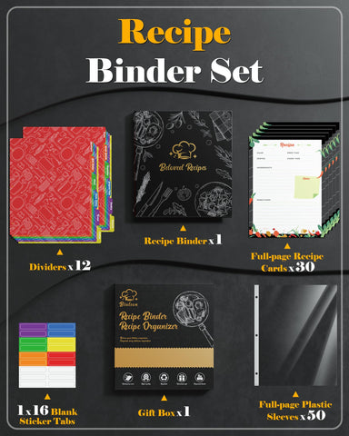 BiuLeon Recipe Binder interior shows clear page layout for notes and recipes