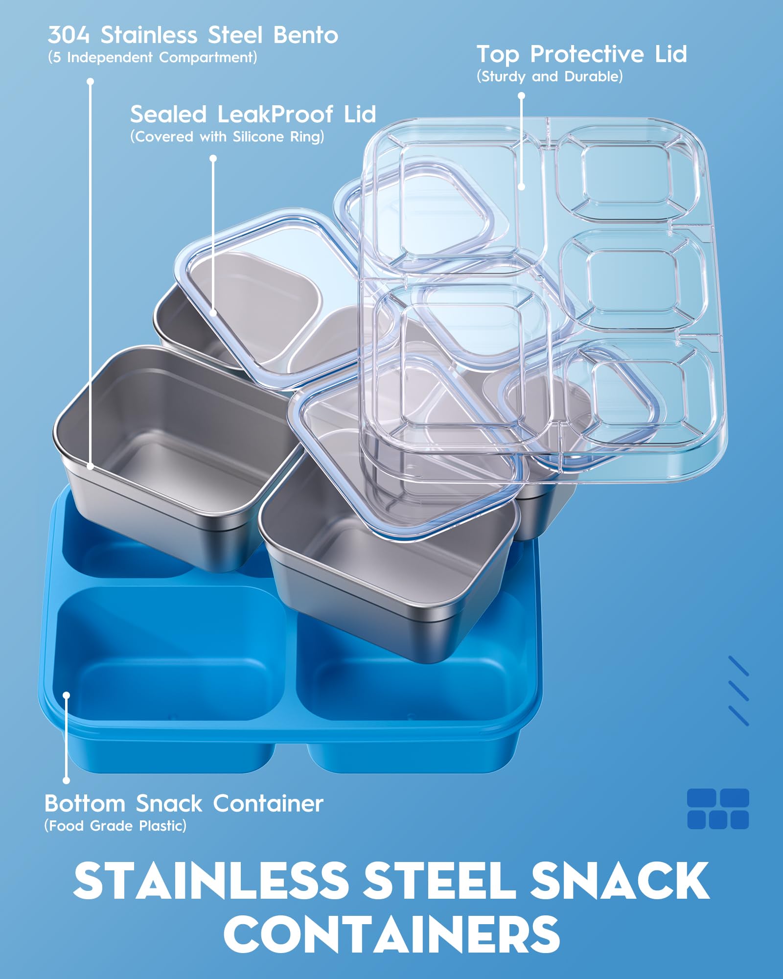 BiuLeon Snackle Box clear lid lets you see contents at a glance.