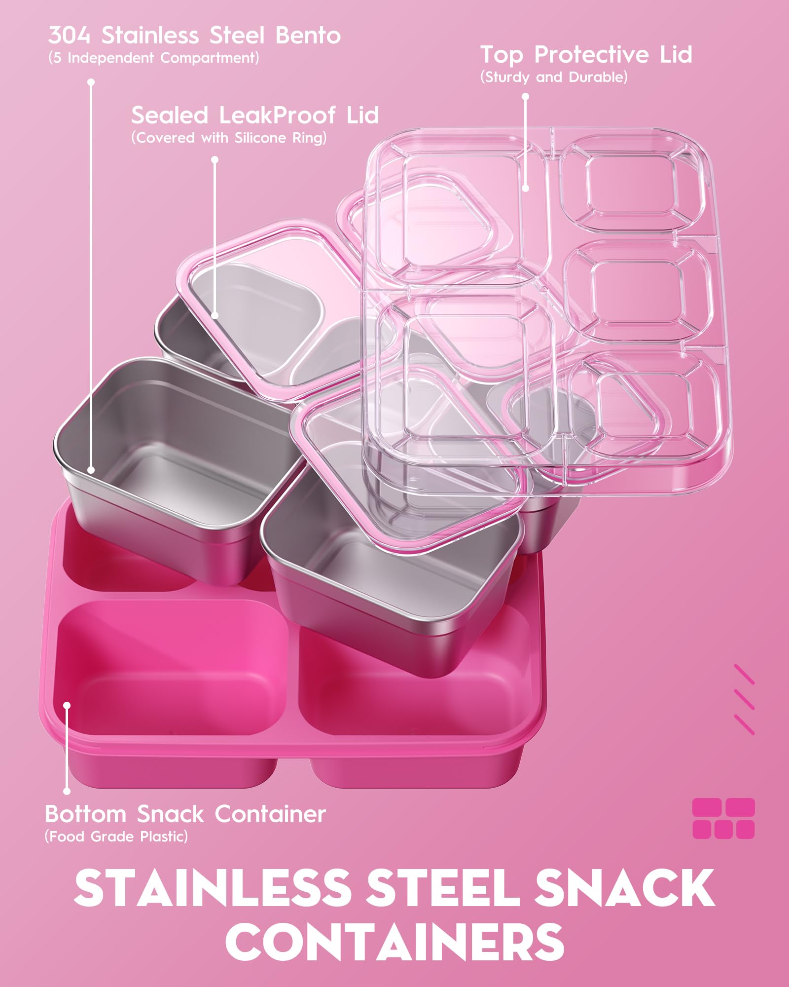 BiuLeon Snackle Box transparent lid lets you view contents at a glance.