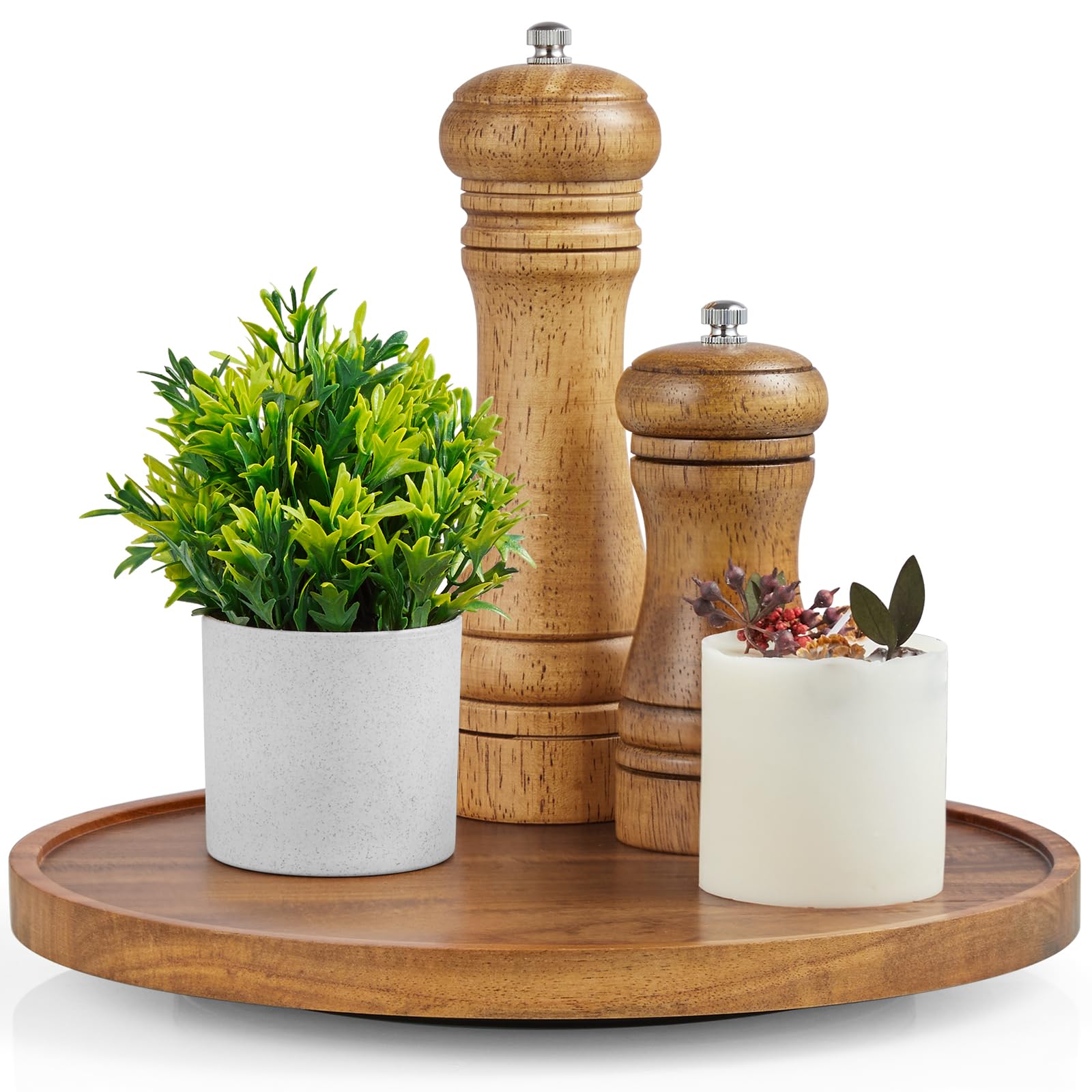 Bivvclaz 10-inch acacia Lazy Susan turntable for easy access to cabinet items