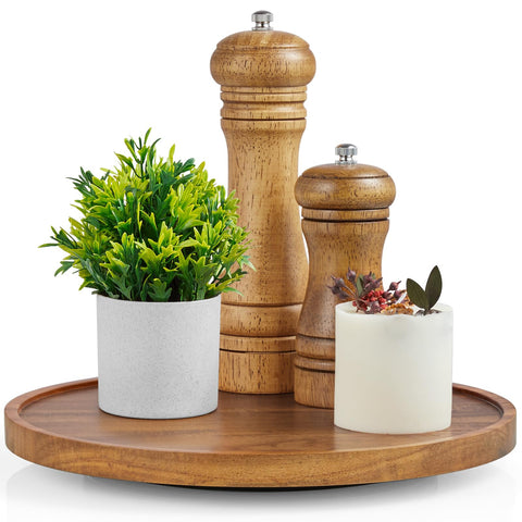 Bivvclaz 10-inch acacia Lazy Susan turntable for easy access to cabinet items