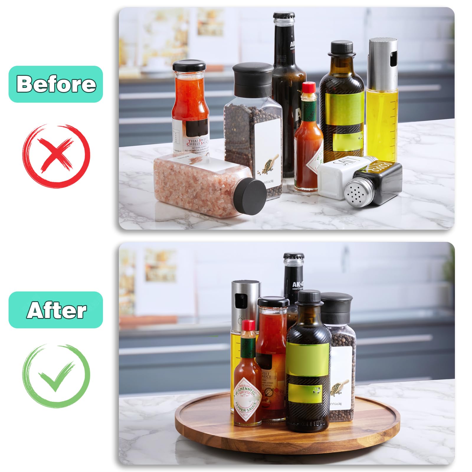 Bivvclaz Lazy Susan on dining table for convenient sharing.