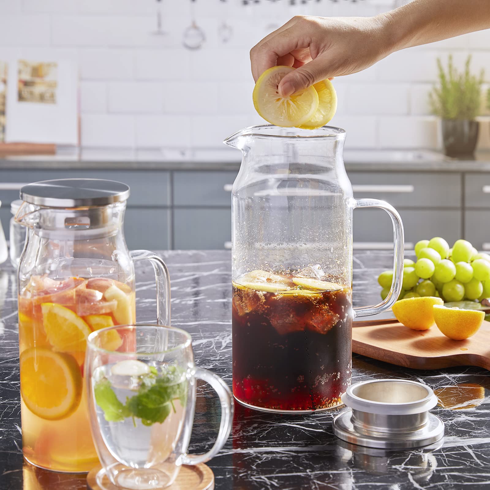 Bivvclaz 2L glass pitcher dishwasher-safe for quick cleanup