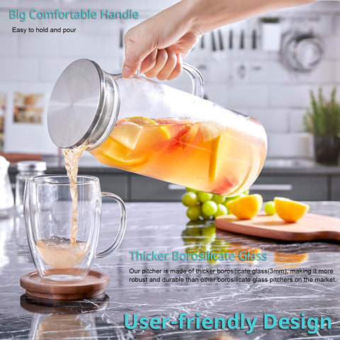 Bivvclaz 2L glass pitcher pour function highlights strain-free pouring