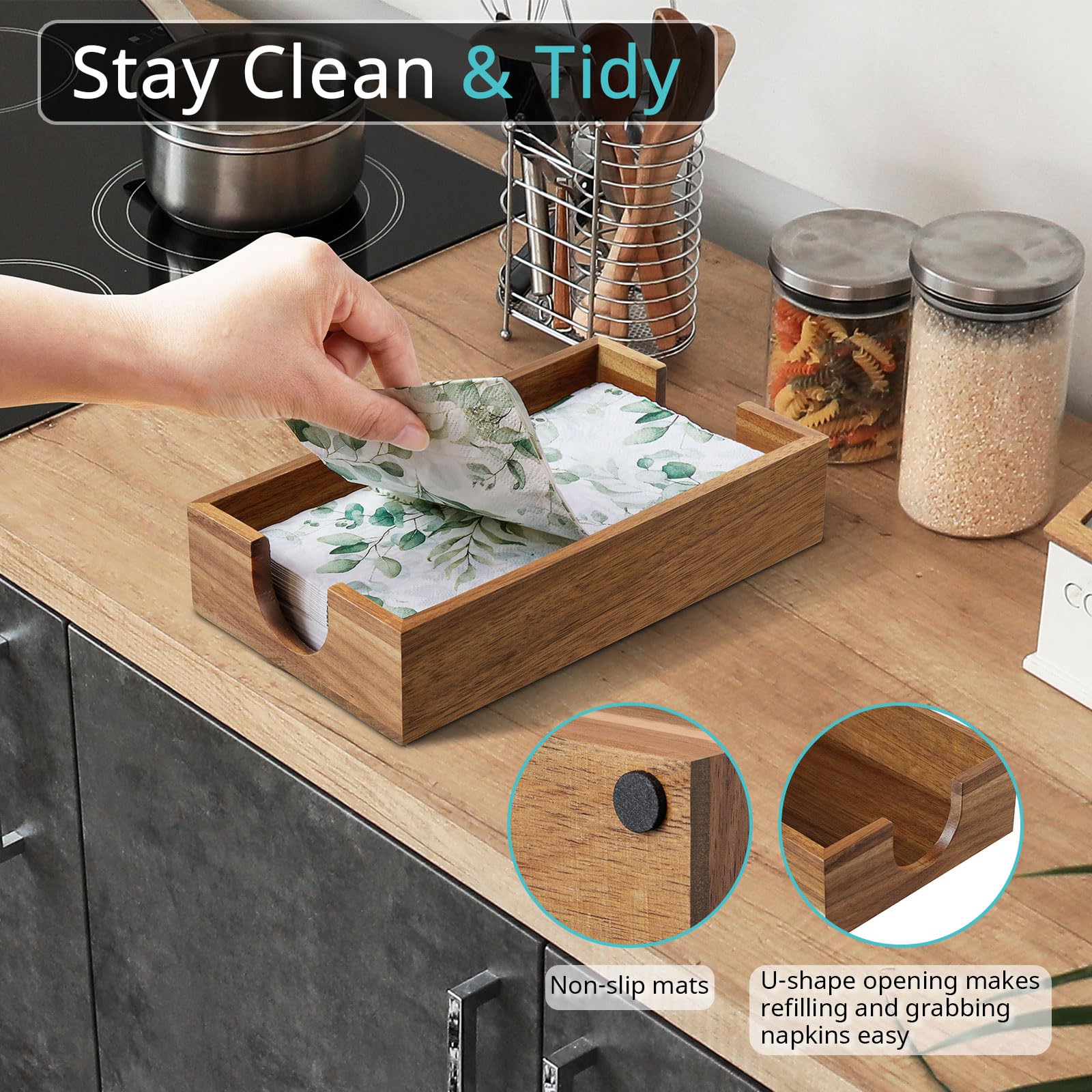 Bivvclaz acacia wood guest towel holder highlighting natural grain.
