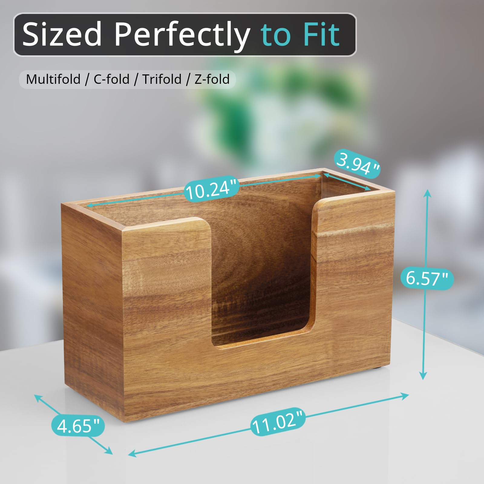 Bivvclaz bathroom napkin holder in acacia wood adds natural style and easy access