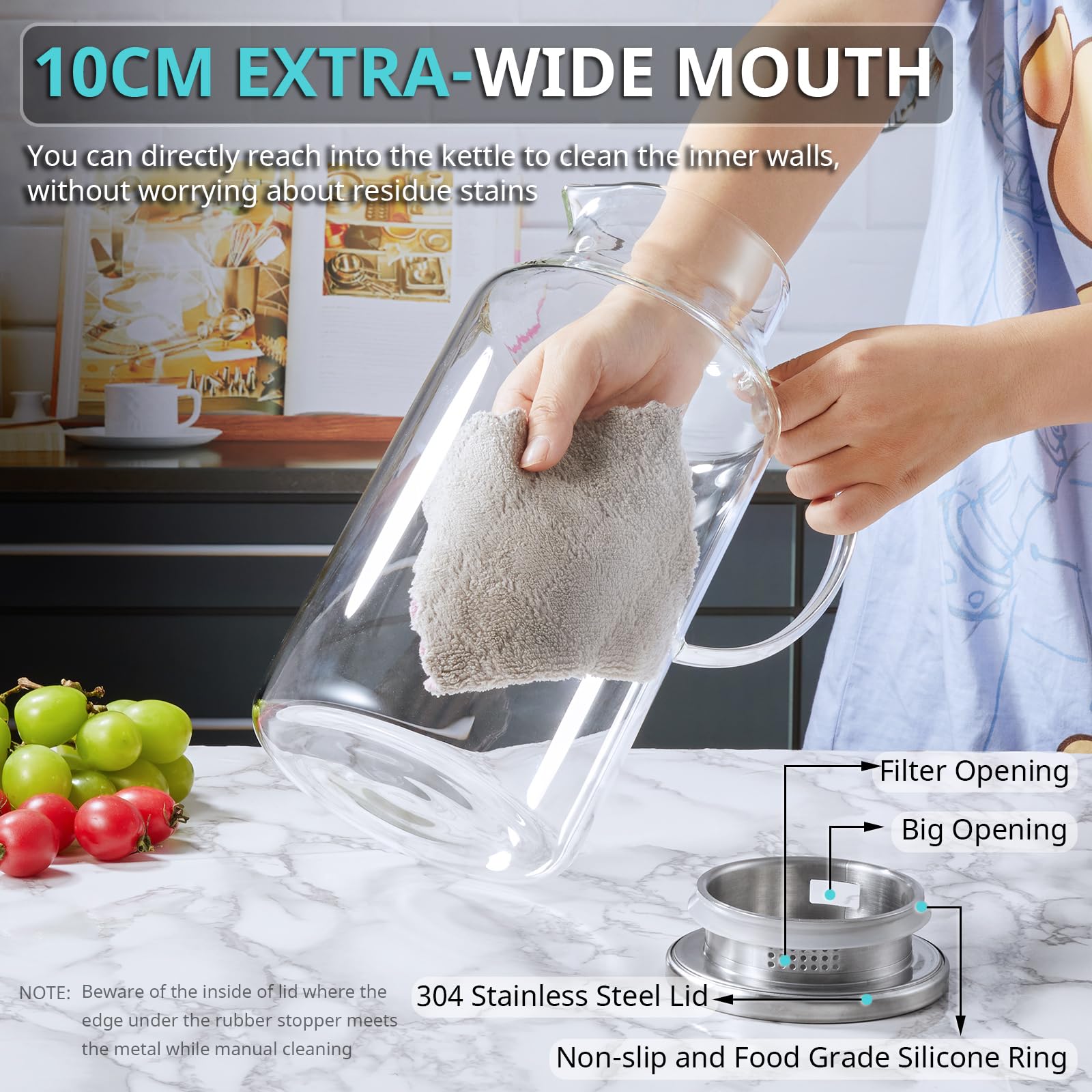 Bivvclaz comfortable wide handle improves grip during pouring.