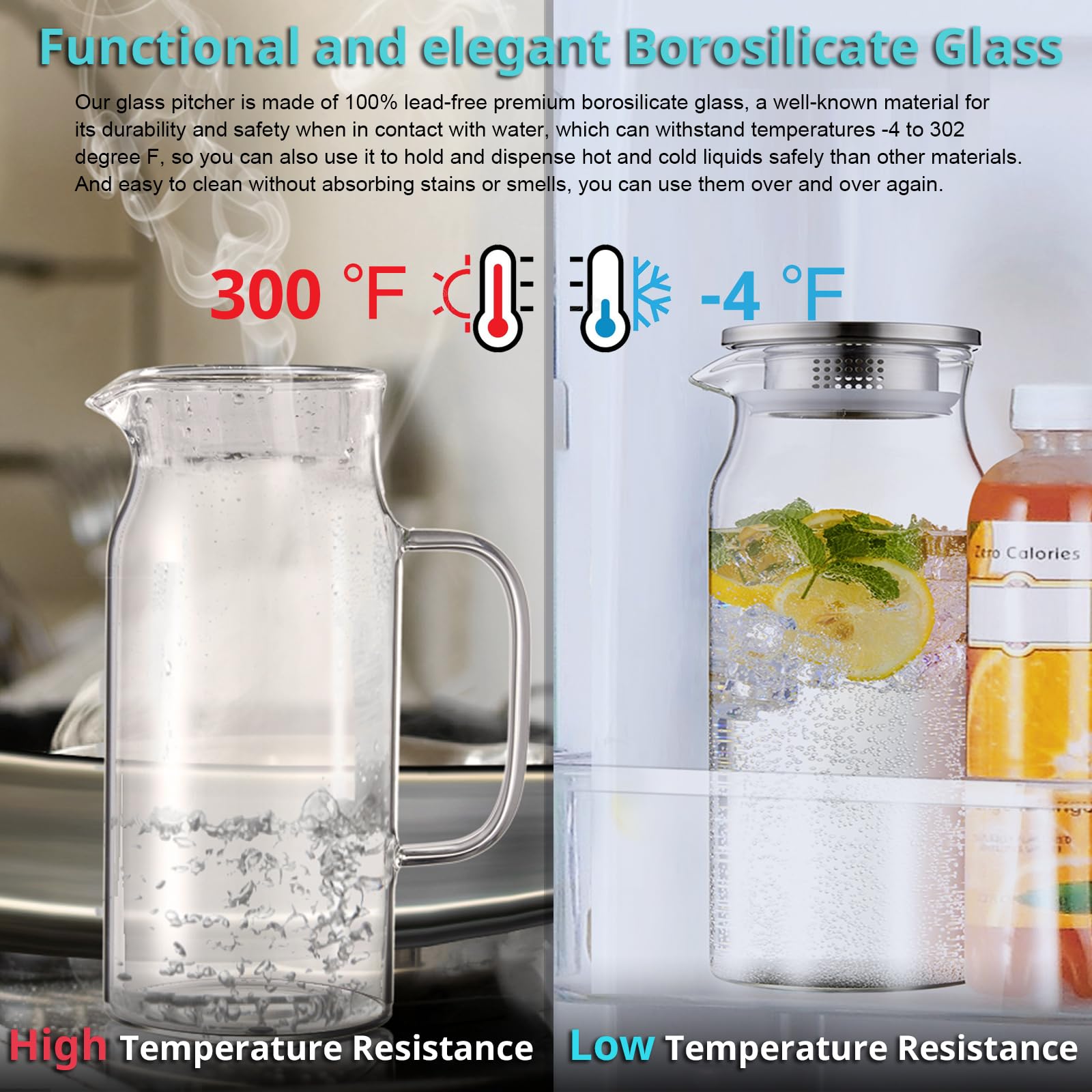 Bivvclaz pitcher wide-mouth opening enables easy filling and cleaning.