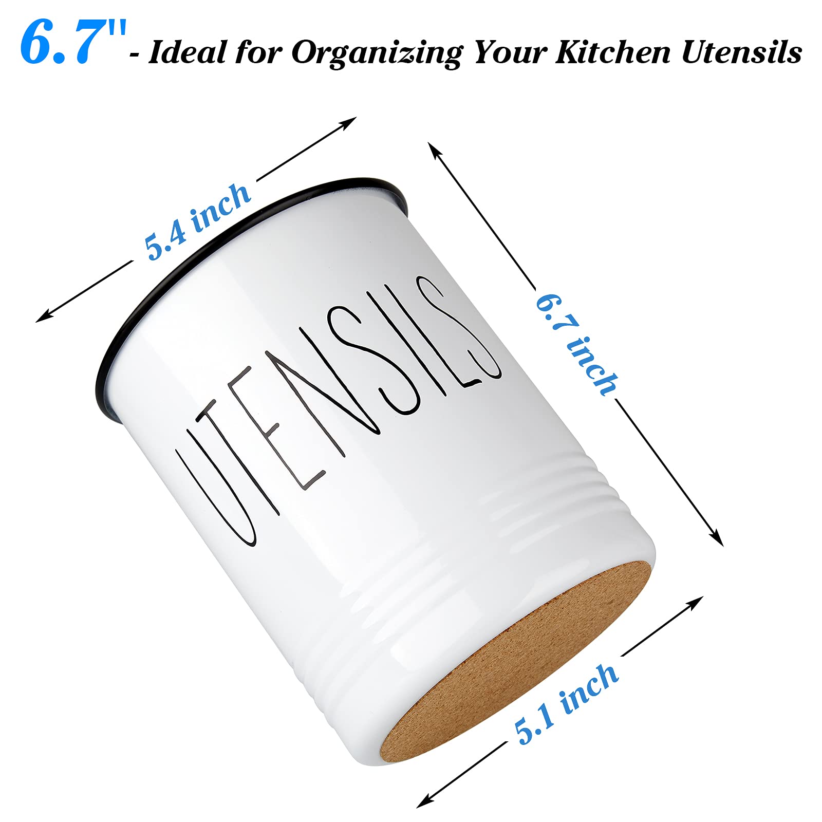 Bivvclaz utensil crock on countertop provides stable storage for tongs and whisks