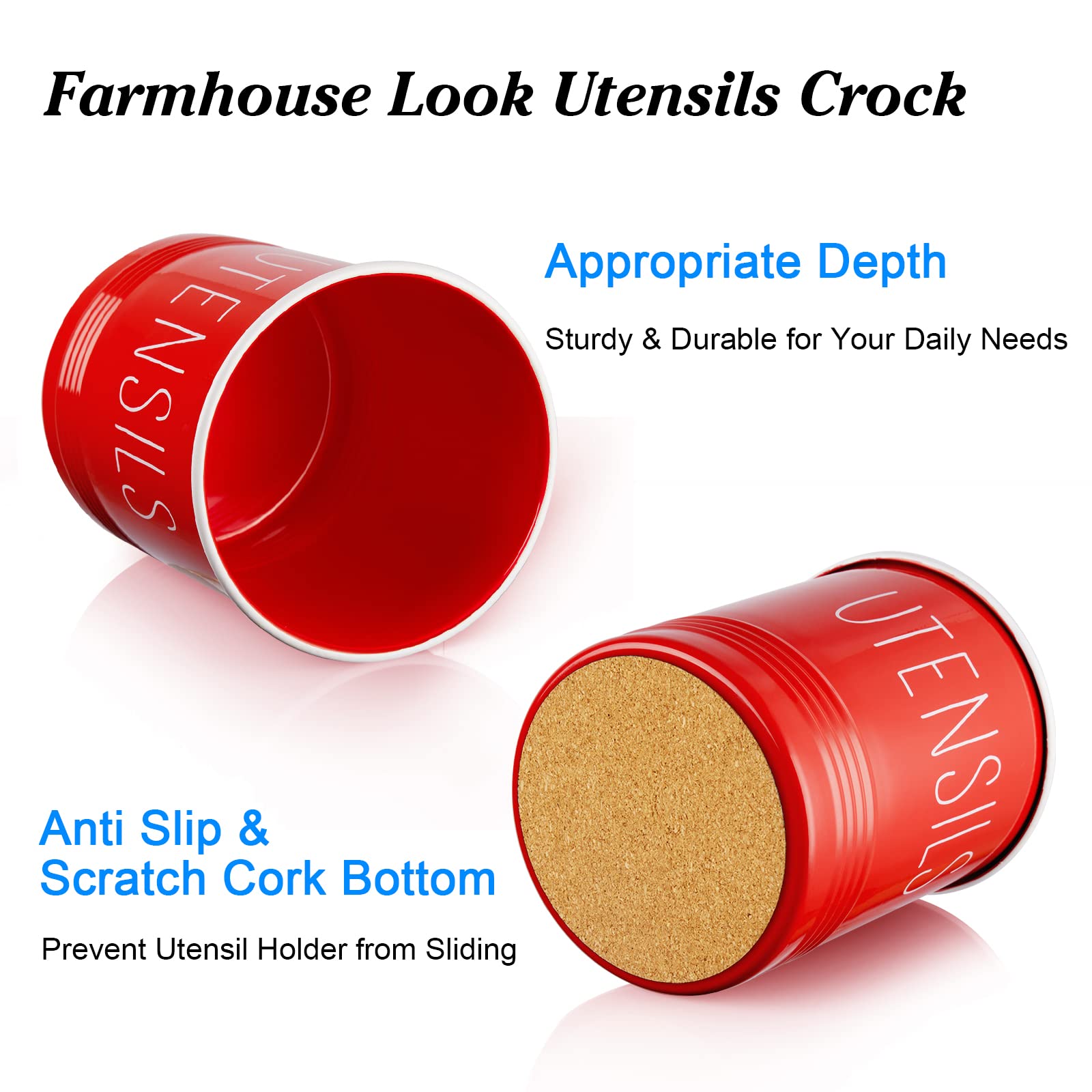 Bivvclaz Utensil Holder cork bottom protects countertops