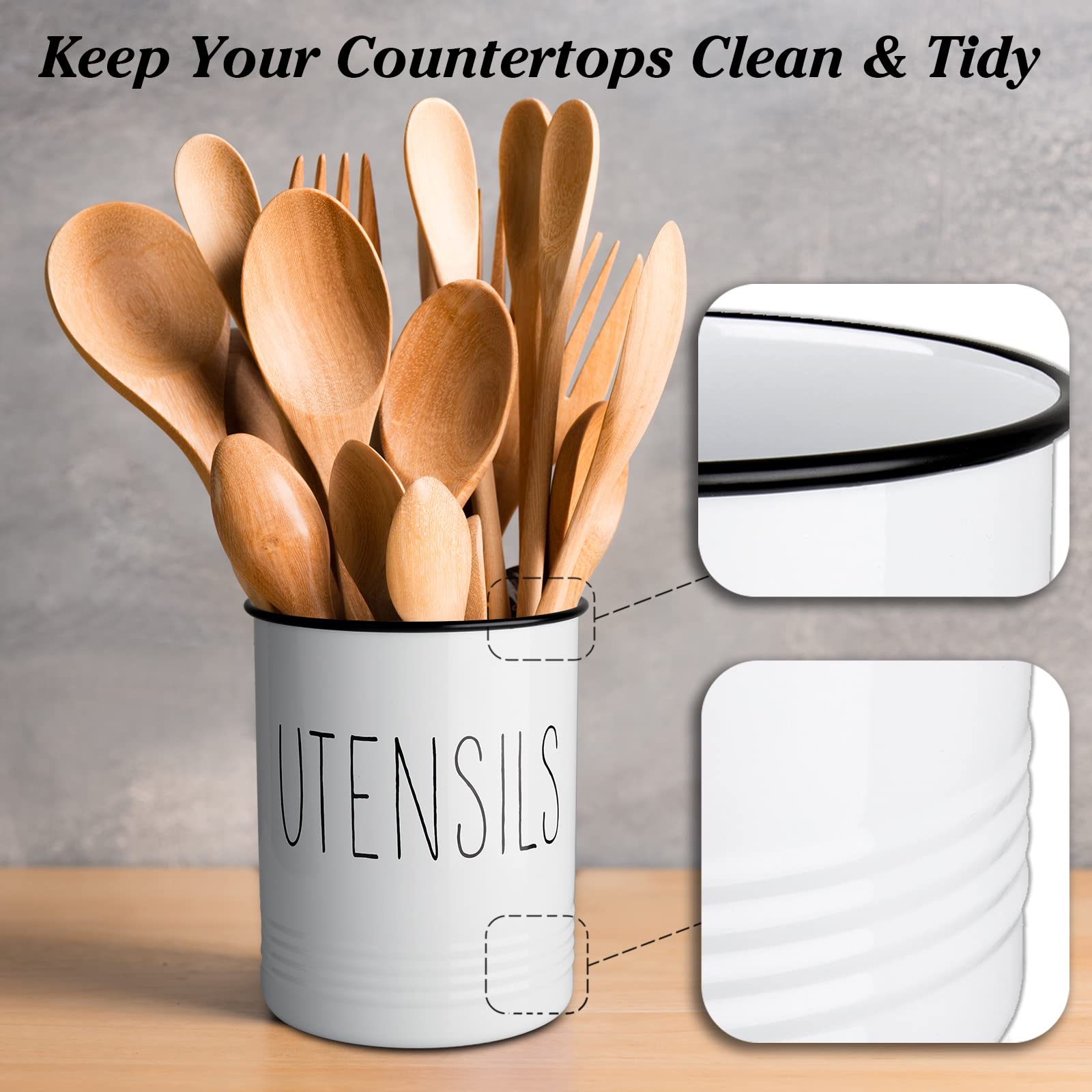 Bivvclaz utensil holder cork base protects countertops from scratches