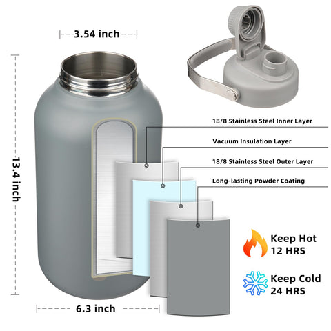 BJPKPK 128oz capacity ideal for gym, hiking, or travel hydration.