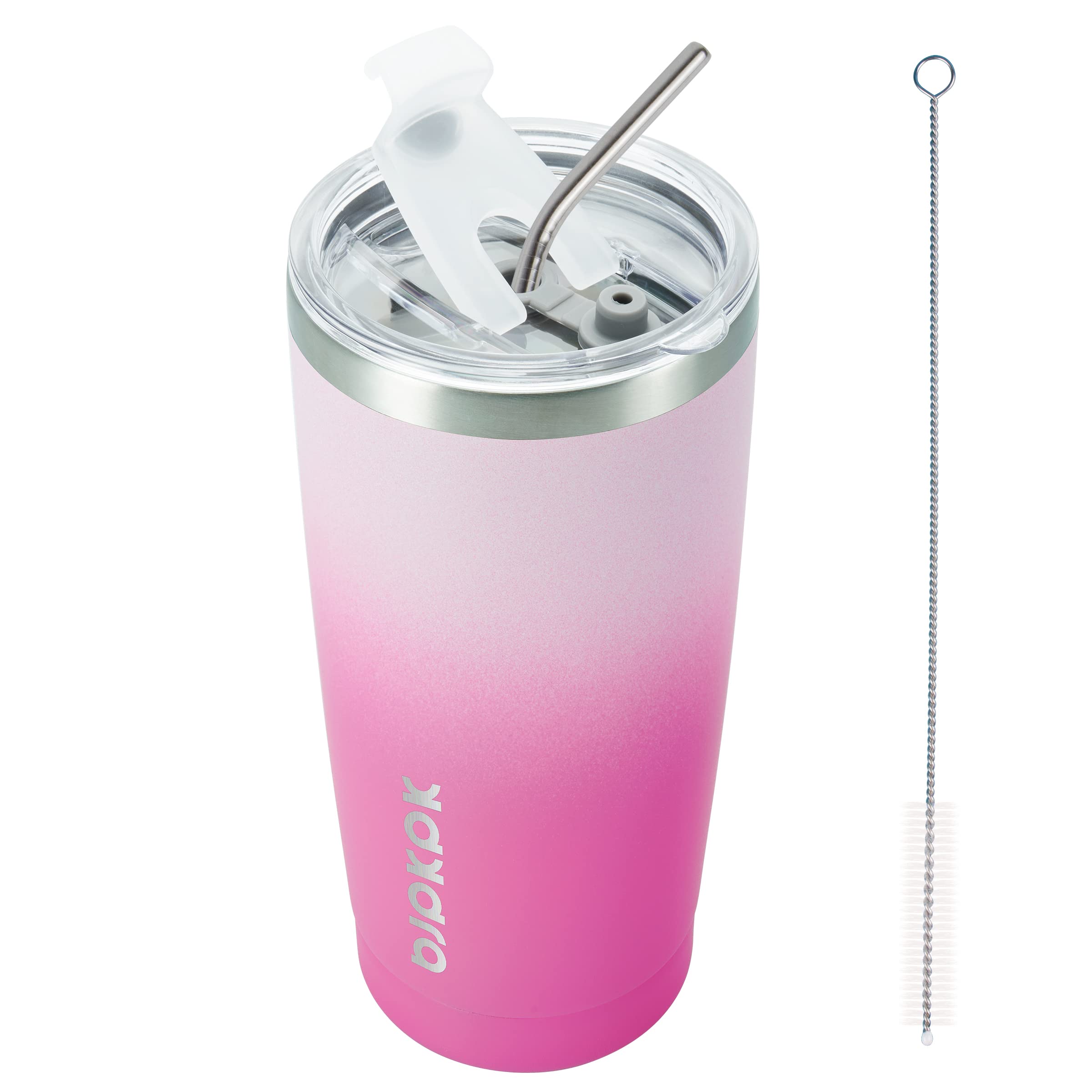 BJPKPK 20oz tumbler with lid and straw in Cherry Blossom keeps drinks at the right temperature.