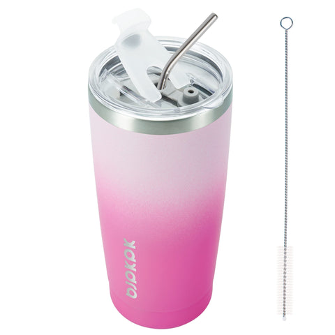 BJPKPK 20oz tumbler with lid and straw in Cherry Blossom keeps drinks at the right temperature.