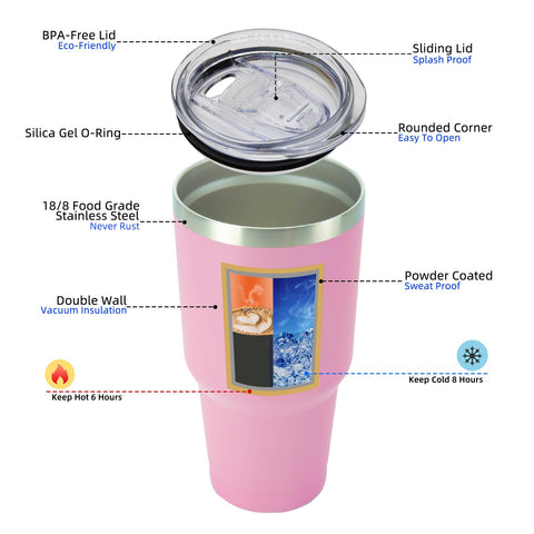BJPKPK 30oz insulated tumbler with leakproof lid to prevent spills
