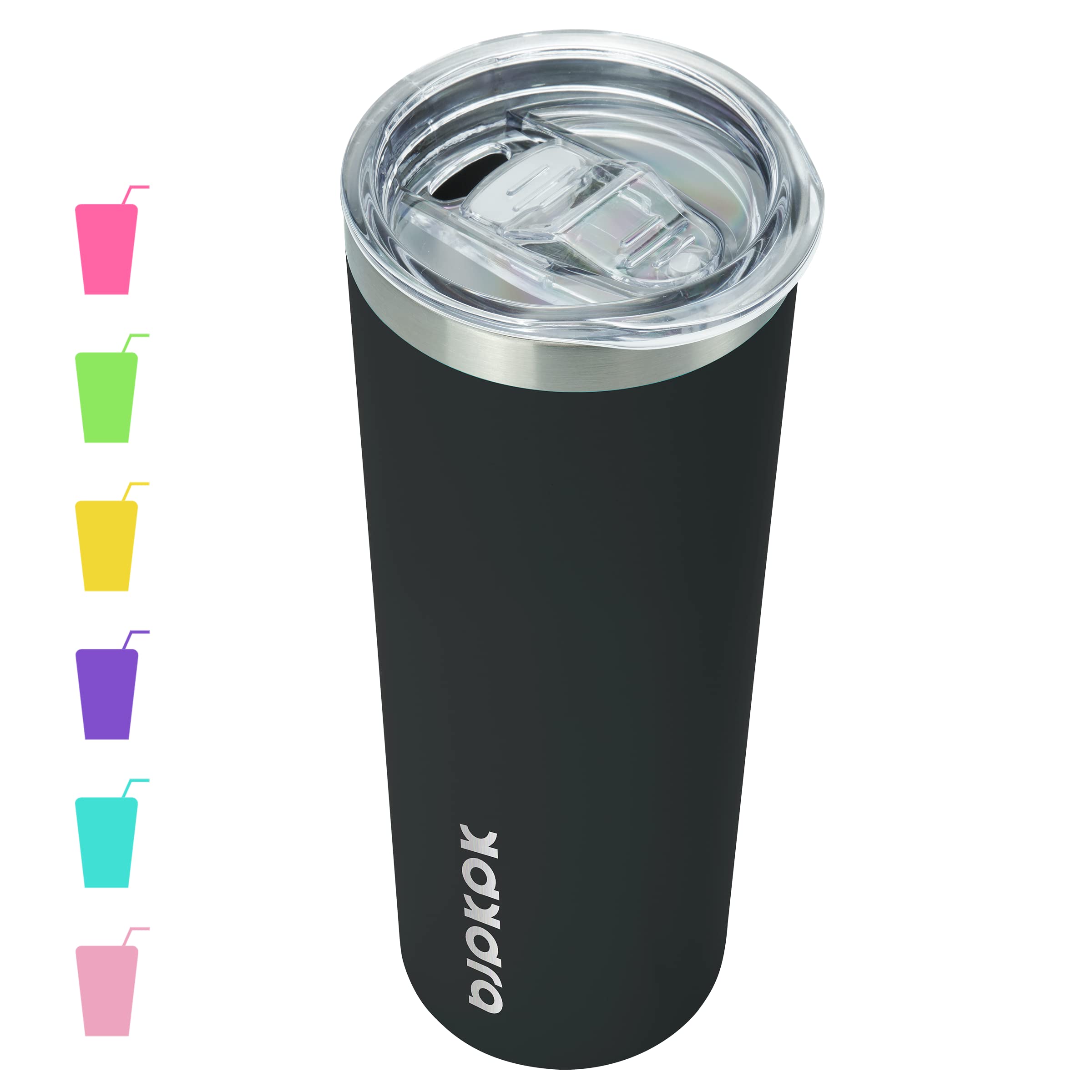 BJPKPK Black Skinny Tumbler with lid keeps drinks secure on the go.