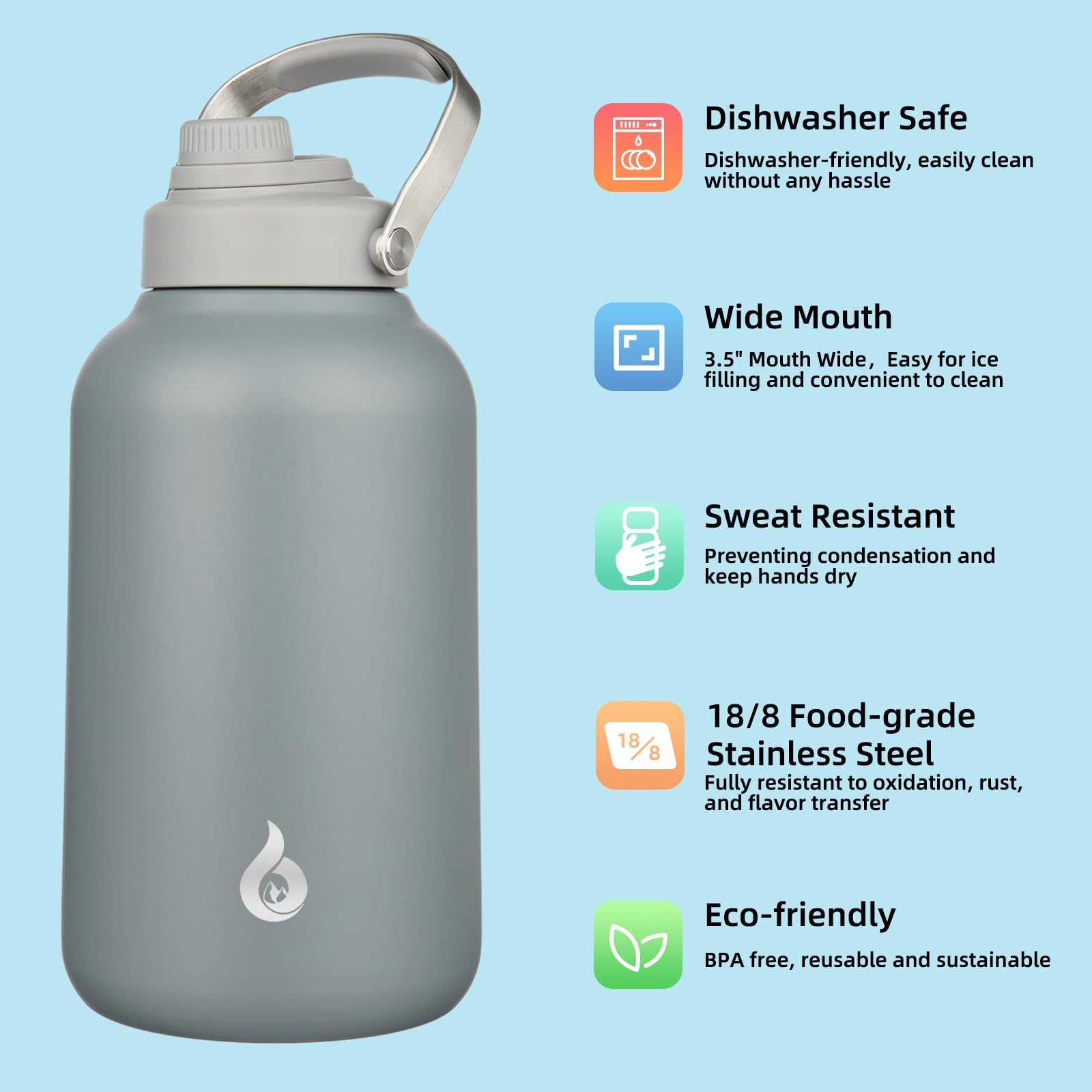 BJPKPK bottle with metal handle for easy carrying during workouts.