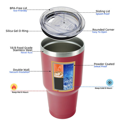 BJPKPK insulated stainless steel tumbler offers long-lasting hot or cold beverages.