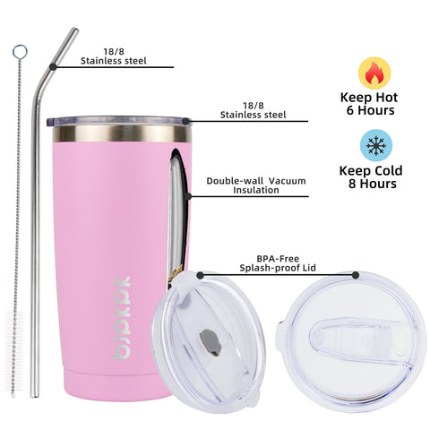 BJPKPK insulated tumbler 20oz lid flip-top demonstrates easy sipping on the go.