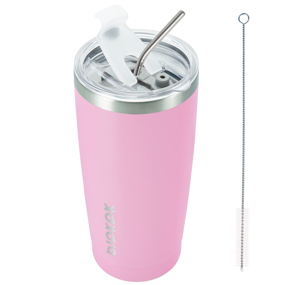 BJPKPK insulated tumbler 20oz side view shows compact travel size for cars.