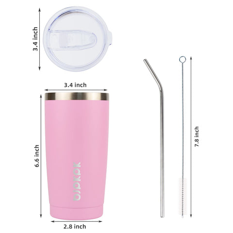 BJPKPK insulated tumbler 20oz with straw highlights versatile drinking and easy cleaning.