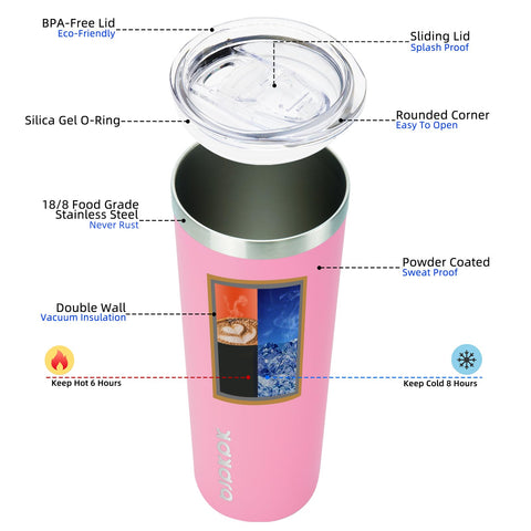 BJPKPK light pink lid flip-top for safe sipping on the go