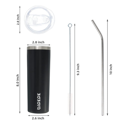 BJPKPK Slim design tumbler with narrow body for easy grip.