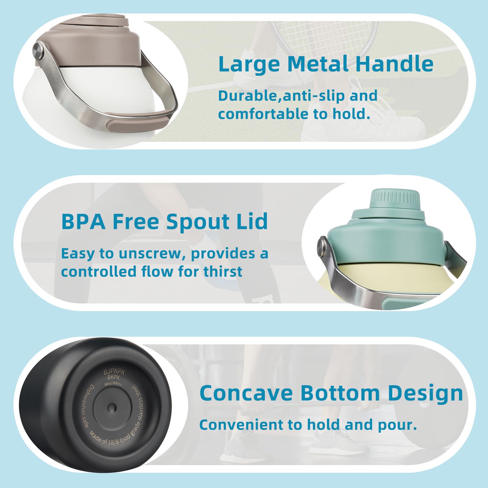 BJPKPK leak-proof spout lid prevents drips during use.