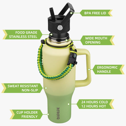 BJPKPK water bottle with paracord strap for portable use during workouts.