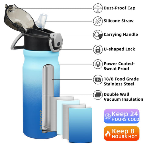 BJPKPK water bottle sky double-wall insulated keeps drinks at temp.