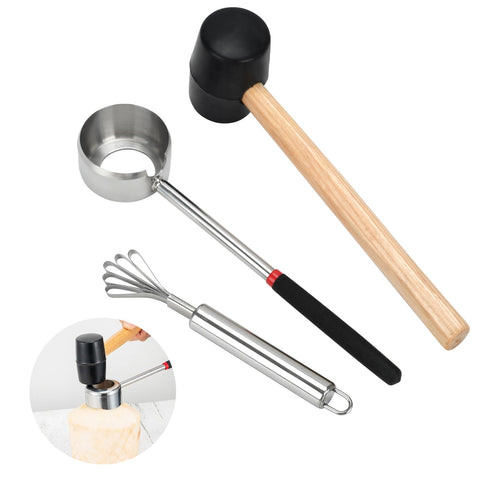 BJSSBJH Coconut Opener Set: sturdy, rust-free tools for quick, mess-free kitchen prep.