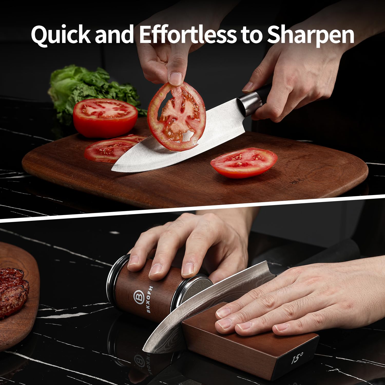 BKXOFH neodydym magnets hold blade securely during sharpening.