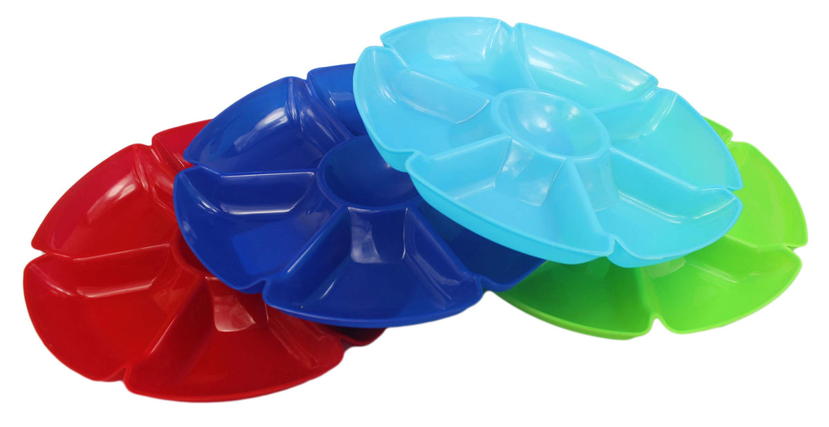 Black Duck Brand chip n dip trays 12-inch seven-section set, perfect for party hosting.