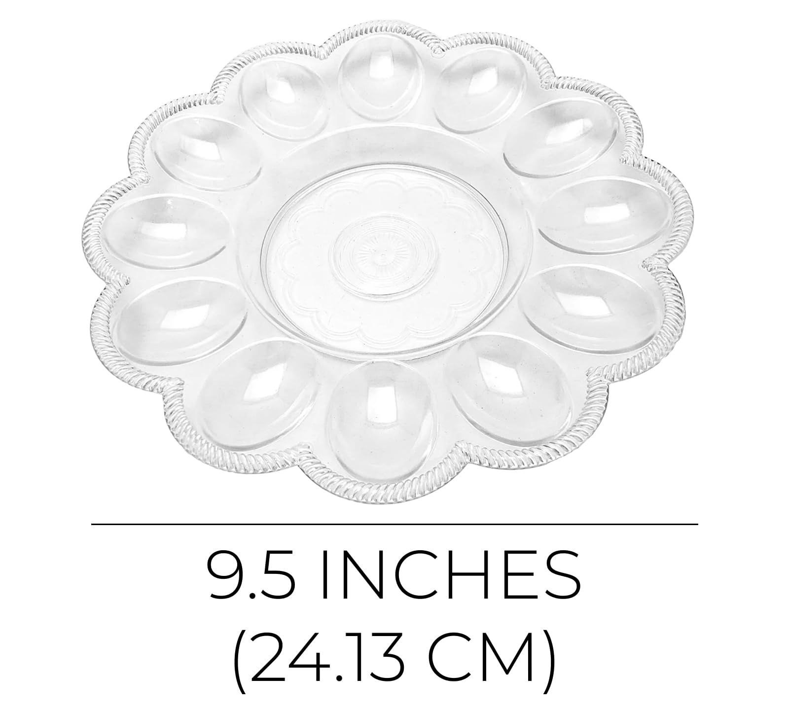 Black Duck Brand deviled egg tray with 12 wells keeps eggs neatly separated.