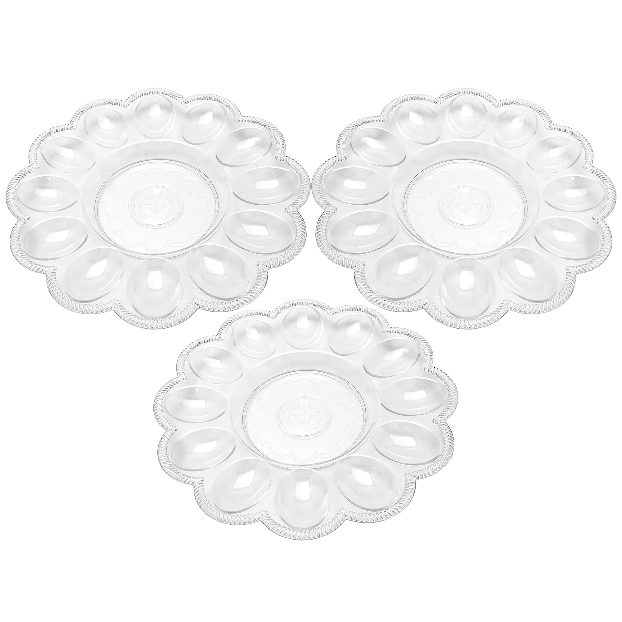 Black Duck Brand crystal-clear 9.5-inch deviled egg trays for elegant serving.