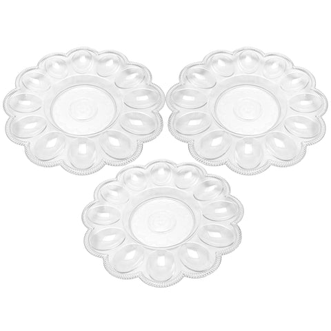 Black Duck Brand crystal-clear 9.5-inch deviled egg trays for elegant serving.