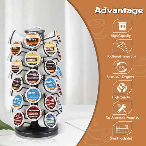 BLACKSMITH FAMILY k cup carousel, capacity 40 slots, keeps flavors organized.