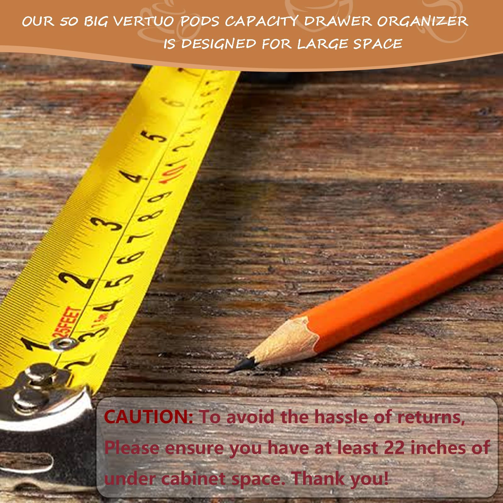 Capacity view: fits up to 50 large Vertuo pods for everyday use.
