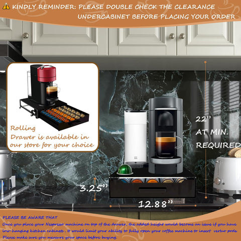Capacity view: fits up to 75 small Vertuo pods to save space.