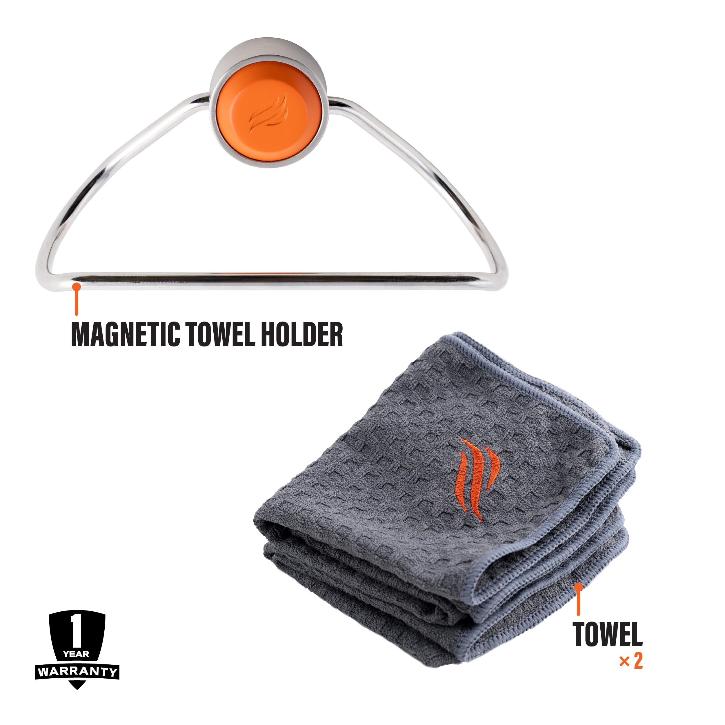 Blackstone 5300 magnetic attachment on ferrous metal keeps towels within reach.