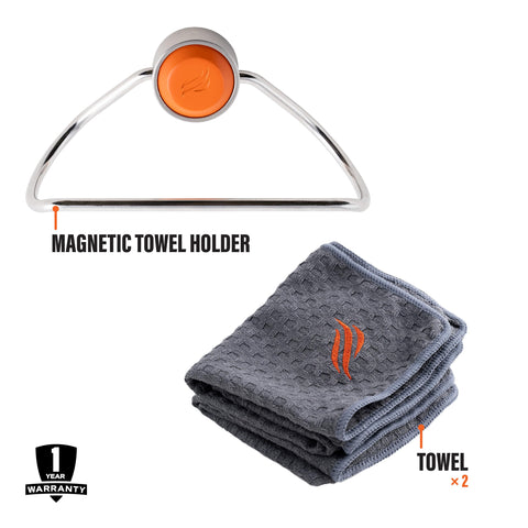 Blackstone 5300 magnetic attachment on ferrous metal keeps towels within reach.