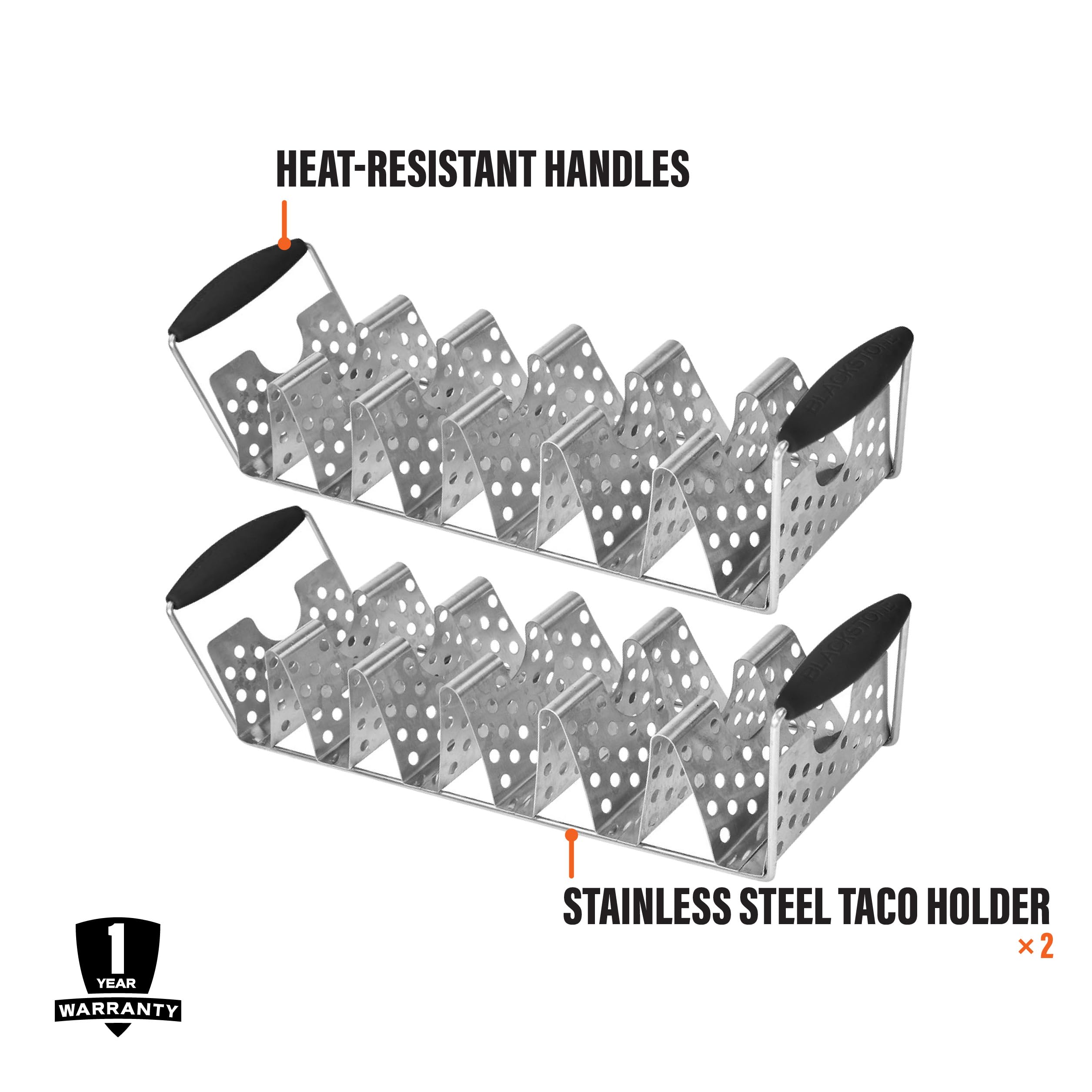 BLACKSTONE taco holder stand with heat-resistant handles for safe transport