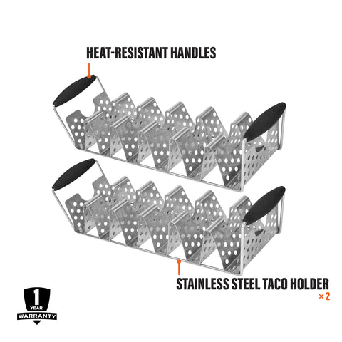 BLACKSTONE taco holder stand with heat-resistant handles for safe transport