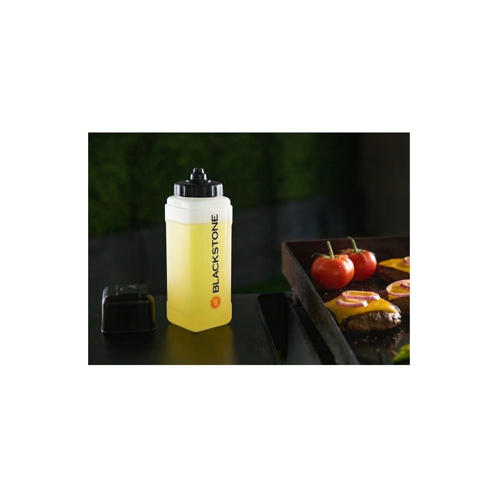 Blackstone plastic bottle enables quick refills and clean, mess-free pouring.