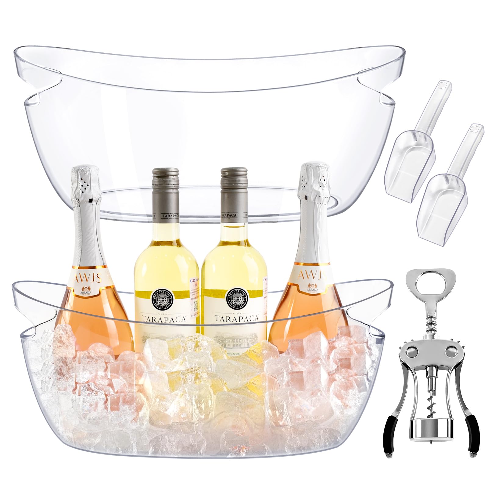 Blaithom ice bucket duo for parties with clear acrylic design and built-in handles.