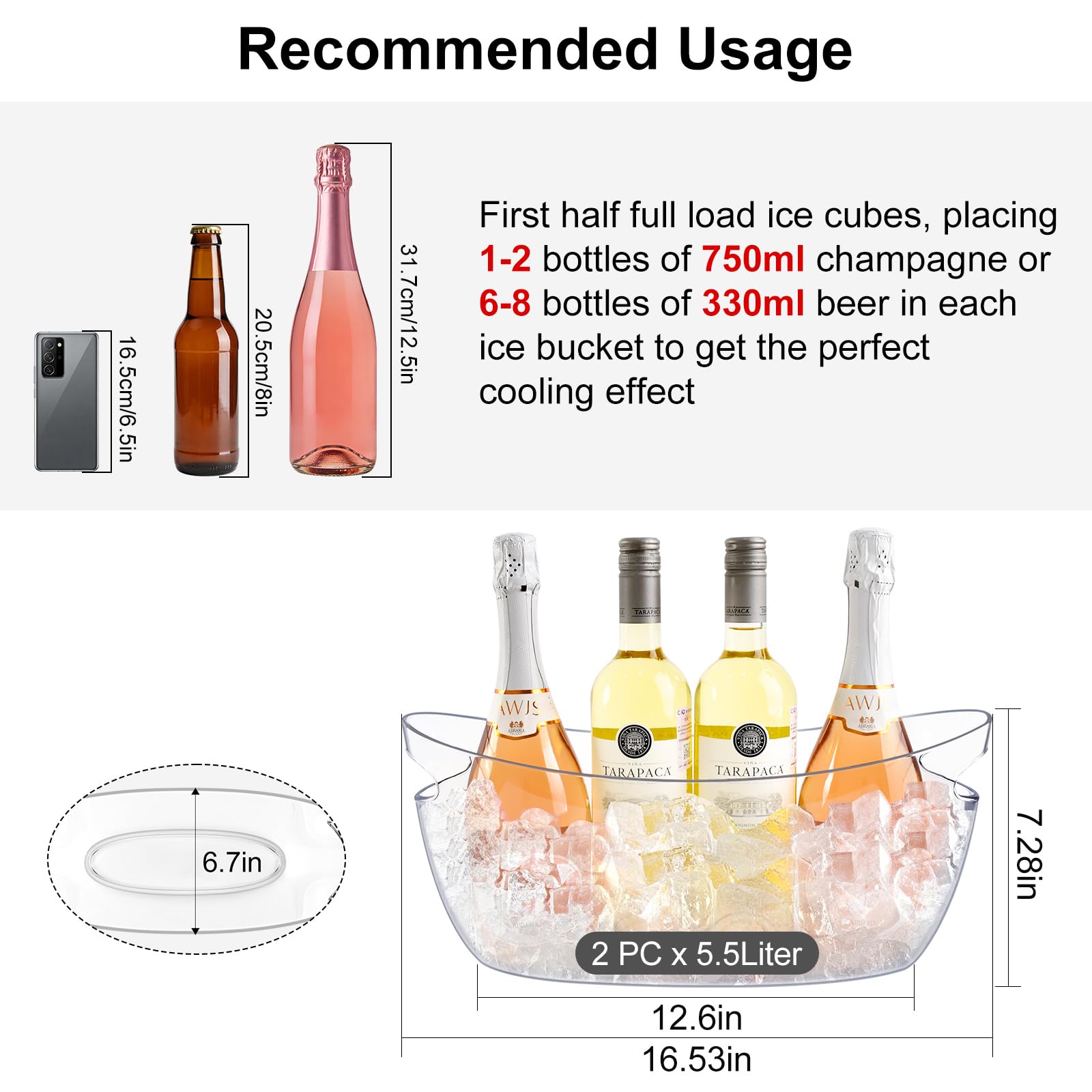 Blaithom multi-use party ice buckets ideal for fruits or candies display.