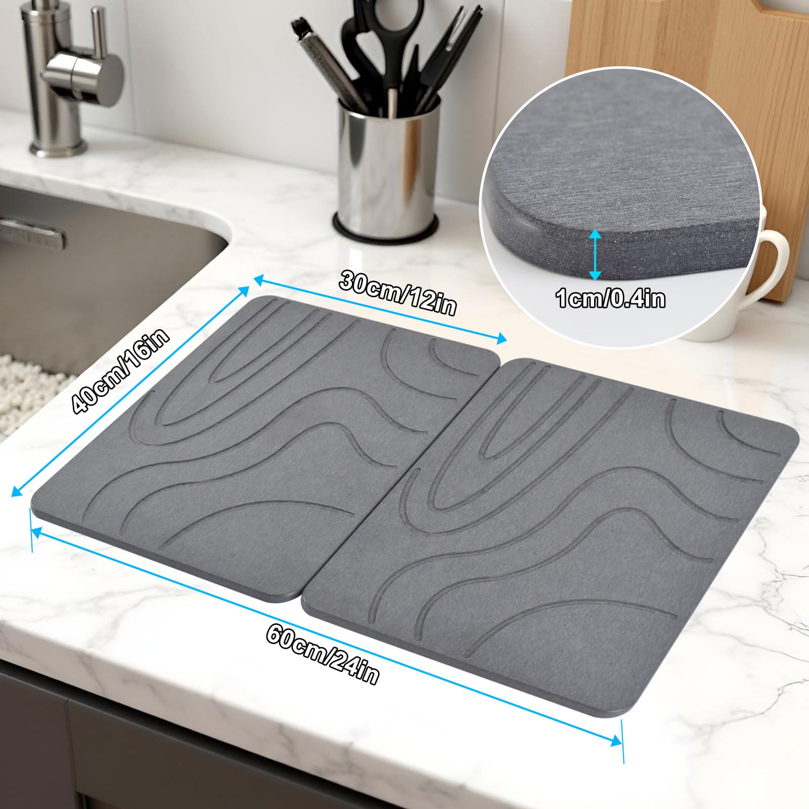 Close-up texture reveals diatomaceous earth surface with smooth, absorbent feel.